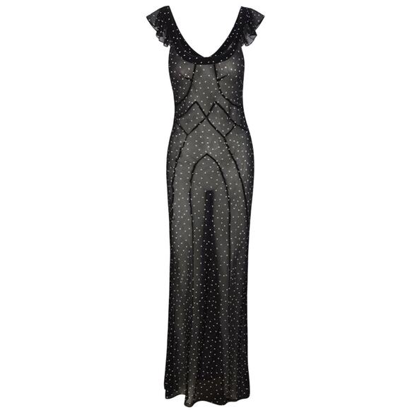 NWT Realisation Lila Silk Polka Dot Short Sleeve Bias Slip Maxi Dress Celestial - Picture 15 of 16